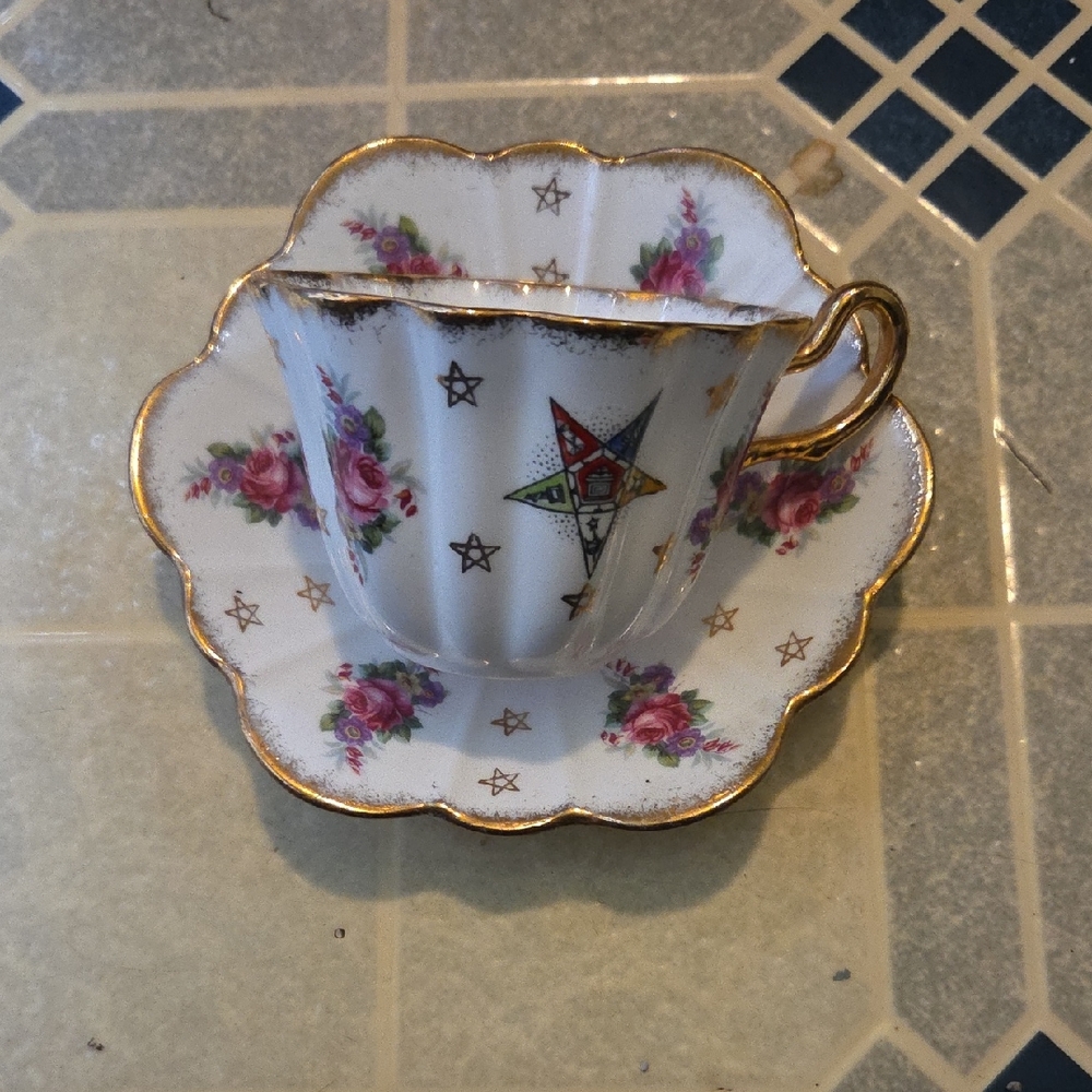 Masonic Royal  Stuart England Tea Cup Saucer Vintage.